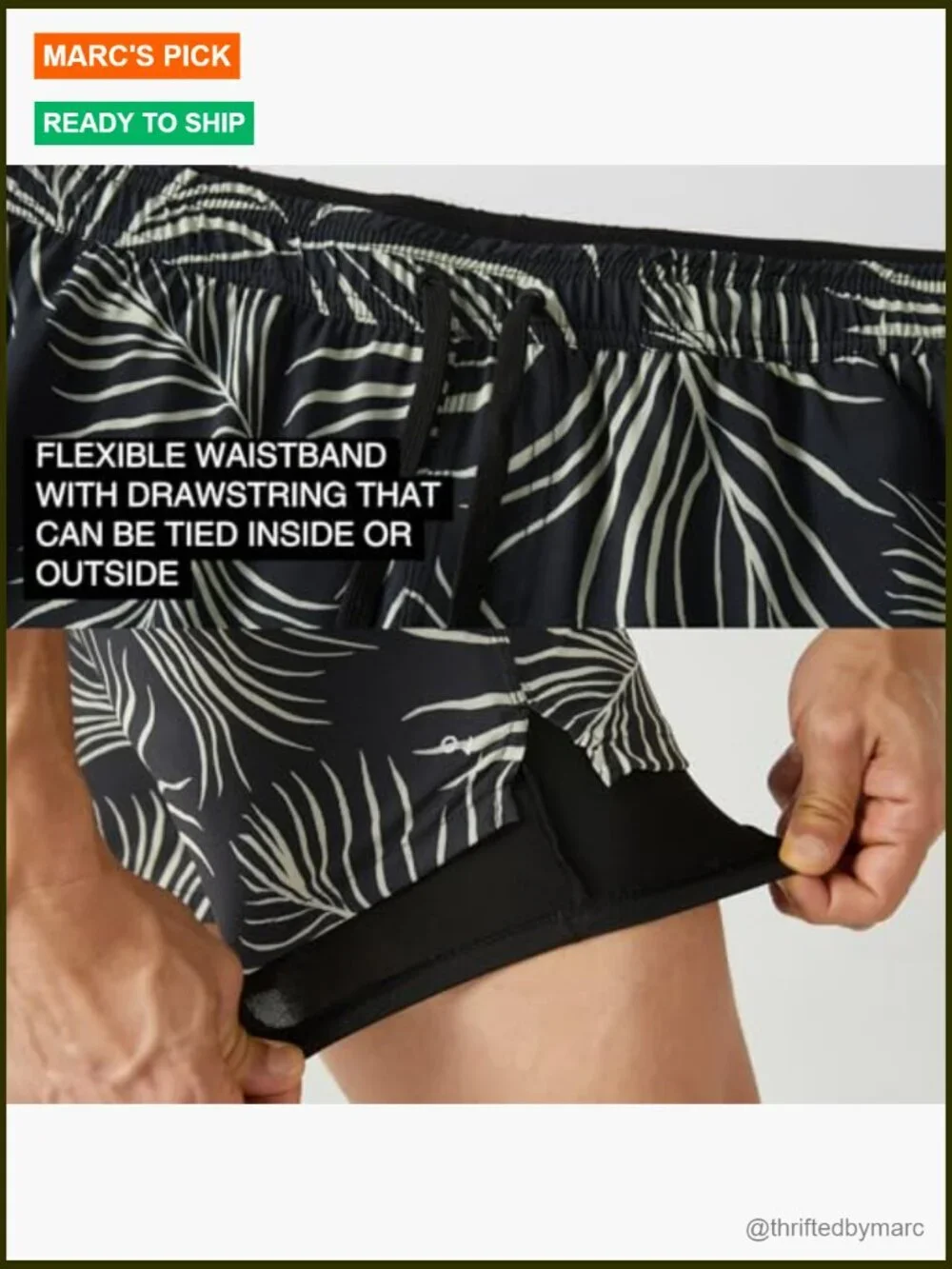 Men's 7-Inch Swim Trunks with Liner, Quick Dry Polyester Spandex